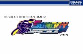 REGULASI RIDER DAN UMUM - yamaharacingindonesia.co.id · JADWAL BALAP 2019. SISTEM PERLOMBAAN Race ... Superstock up to 1000cc Stock Production Championship ... 250cc Comm B Utama