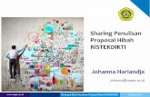 Sharing Penulisan RISTEKDIKTI Johanna Hariandjalppm.unpar.ac.id/.../2018/02/Presentasi-Sharing-LPPM-UNPAR_Johanna-1.pdf · Sharing & Klink Penulisan Proposal Hibah RISTEKDIKTI 23
