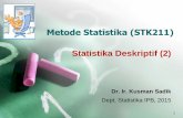 Analisis Statistika (STK511) - stat.ipb.ac.id · • Nilai-nilai yang membagi data terurut menjadi 4 bagian yang sama • Q0 (dibaca kuartil 0) merupakan nilai minimum dari data •