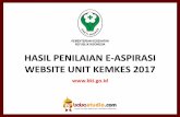 HASIL PENILAIAN E-ASPIRASI WEBSITE UNIT KEMKES 2017...pengunjung dalam waktu singkat mengetahui dan memahami website apa yang mereka kunjungi. ARSITEKTUR INFORMASI SCORE 6 ... tugas
