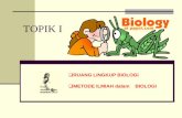 TOPIK I · 1. Menjelaskan pengertian biologi sebagai ilmu pengetahuan 2. Menjelaskan objek biologi 3. Menjelaskan peranan biologi dalam kehidupan 4. Menjelaskan cabang-cabang ilmu
