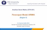 Penerapan Model ARIMA · Uji Ljung - Box - Pierce ( modified Box - Pierce) Secara analitik, uji ini dapat digunakan untuk memeriksa asumsi kebebasan antar e t ( independence ) berdasarkan