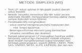 METODE SIMPLEKS (MS)...METODE SIMPLEKS (MS) • Teori LP: solusi optimal di titik pojok (sudut) daerah solusi feasible.• Metode Simpleks memeriksa titik-titik sudut secara sistematik