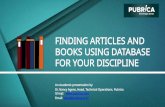 Finding Articles and Books Using database for your discipline – Pubrica