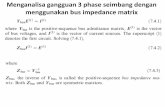 Menganalisa gangguan 3 phase seimbang dengan menggunakan ... · sequence bus admittance matrix is 9.9454 —3.2787 per unit -3.2787 8.2787 Inverting Y bus, 0.11565 0.04580 0.04580