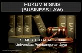 HUKUM BISNIS (BUSINESS LAW) · • Bisnis tidak bisa lepas dari faktor hukum, tetapi hukum saja belum cukup untuk mengatur bisnis, dalam hal ini pula didukung faktor lain seperti