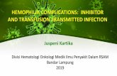 HEMOPHILIA COMPLICATIONS: INHIBITOR AND TRANSFUSION ...hemofilia.or.id/wp-content/uploads/2019/10/004-dr-Juspeni-Lampung… · penataksanaan komplikasi terapi seperti pembentukan