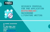 Research proposal for PhD application biotechnology: Background literature writing – Pubrica