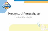 Presentasi PerusahaanPresentasi Perusahaan Surabaya, 26 November 2019 1 Profil Perusahaan Tinjauan Perusahaan Tinjauan Keuangan Corporate Social Responsibility Strategi 2 • Contents