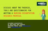 Discuss about  theories, tools and questionnaire for writing a Nursing research proposal – Pubrica