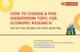 How to Choose a PhD Dissertation Topic For Economic Research? List out the Criteria for Topic Selection - Phdassistance