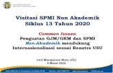 Visitasi SPMI Non Akademik Siklus 13 Tahun 2020 · 2020. 7. 15. · Visitasi SPMI Non Akademik Siklus 13 Tahun 2020 Unit Manajemen Mutu USU 9 Maret 2020 . ... Laporan AMI Non Akademk