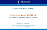 Penerapan Model ARIMA II...2020/03/07  · Nilai p dan q dari model ARIMA( p , d, q ) Uji Ljung-Box-Pierce (modified Box-Pierce) 6 Overfitting Diagnostik model dapat pula dilakukan