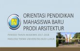 ORIENTASI PENDIDIKAN MAHASISWA BARU PRODI ARSITEKTURordik.budiluhur.ac.id/wp-content/uploads/2017/09/UBL... · 2017. 9. 6. · Arsitektur pemukiman yang ramah lingkungan, inovatif