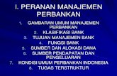 I. PERANAN MANAJEMEN PERBANKAN€¦ · i. peranan manajemen perbankan 1. gambaran umum manajemen perbankan 2. klasifikasi bank 3. tujuan manajemen bank 4. fungsi bank 5. sumber dan