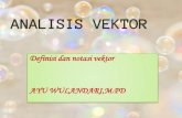 Definisi dan notasi vektor AYU WULANDARI,M · 2019. 5. 12. · ANALISIS VEKTOR Definisi dan notasi vektor AYU WULANDARI,M.PD . Definisi Vektor Dalam ilmu matematika, vector adalah