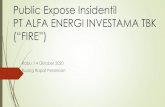 Public Expose Insidentil PT ALFA ENERGI INVESTAMA TBK · 2020. 10. 14. · DESKRIPSI AKUN 30-Jun-20 2019 ASET ASET LANCAR ... Di Holding trading batubara, melakukan diversifikasi