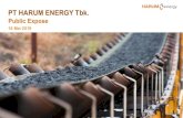PT HARUM ENERGY Tbk.€¦ · Kinerja Harga Penjualan Batubara 9 (US$) • Harga rata-rata penjualan batubara di tahun 2018mencapai US$ 70,6 per ton, naik 7,3% dari US$ 65,7 per ton