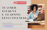 Teacher- Student E- Learning Effectiveness - Phdassistance