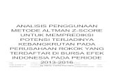 INDONESIA PADA PERIODE TERDAFTAR DI BURSA EFEK …repository.untag-sby.ac.id/443/10/JURNAL TURNITIN.pdf · 2018. 6. 25. · analisis penggunaan metode altman z-score untuk memprediksi