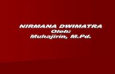 Nirmana Dwimatra - Universitas Negeri Nirmana Dwimatra Suatu kaidah susunan (organisasi) dari unsur-unsur pendukungnya untuk menciptakan suatu kesatuan bentuk ciptaan dalam batasan