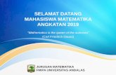 SELAMAT DATANG MAHASISWA MATEMATIKA ANGKATAN 2019