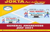 general awareness july 2021 - Jokta Academy