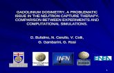 Gadolinium dosimetry, a problematic issue in the neutron capture therapy. Comparison between experiments and computational simulations