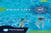 PRICE LIST - Paramount Pools