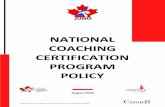 NATIONAL COACHING CERTIFICATION PROGRAM POLICY