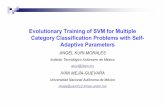 Evolutionary Training of SVM for Multiple Category Classification Problems with Self-adaptive Parameters