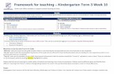 Framework for teaching – Kindergarten Term 3 Week 10