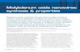 Molybdenum oxide nanowires: synthesis & properties