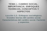 TEMA I.-CAMBIO SOCIAL: IMPORTANCIA. ENFOQUES TEÓRICOS, CONCEPTOS Y ASPECTOS