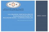 HUMAN RESOURCE MANAGEMENT Academic Catalogue