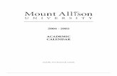 Academic Calendar 2004-2005 - Mount Allison University