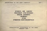 of Army motion pictures, film strips, slides, and phono-recordings