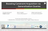Boosting Constraint Acquisition via Generalization Queries