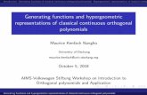 Generating functions and hypergeometric representations of ...