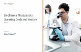 Biopharma Therapeutics Licensing Deals and Venture