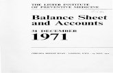 Balance Sheet and Accounts - Lister Institute