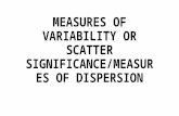 MEASURES OF VARIABILITY OR SCATTER SIGNIFICANCE