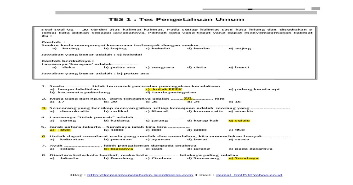 Psikotest Dan Jawaban - PDF Document