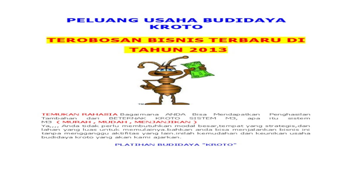 Peluang Usaha Budidaya Kroto Docx Pdf Document