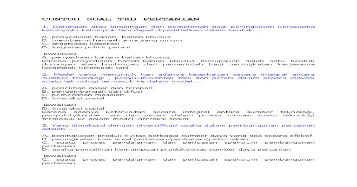Contoh Soal Tkb Pertanian - PDF Document