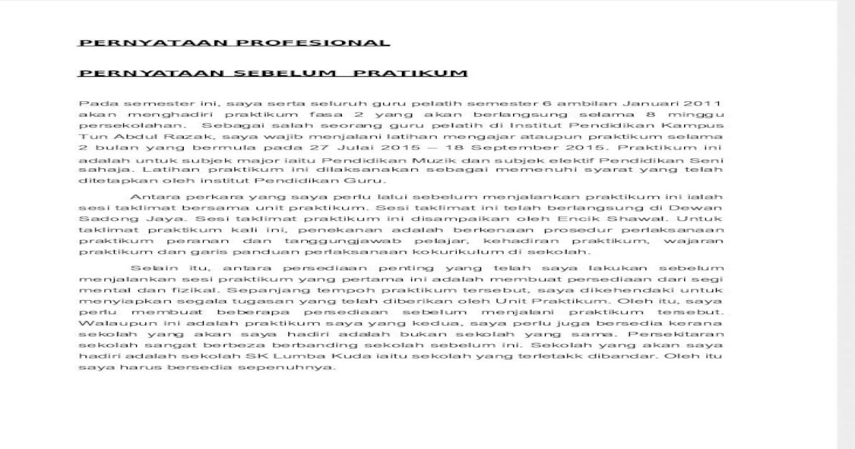 Pernyataan Profesional Praktikum Fasa 1 / Doc Penyataan Profesional