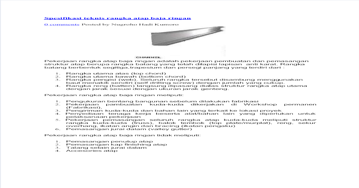 Spesifikasi Teknis Rangka Atap Baja Ringan PDF Document 