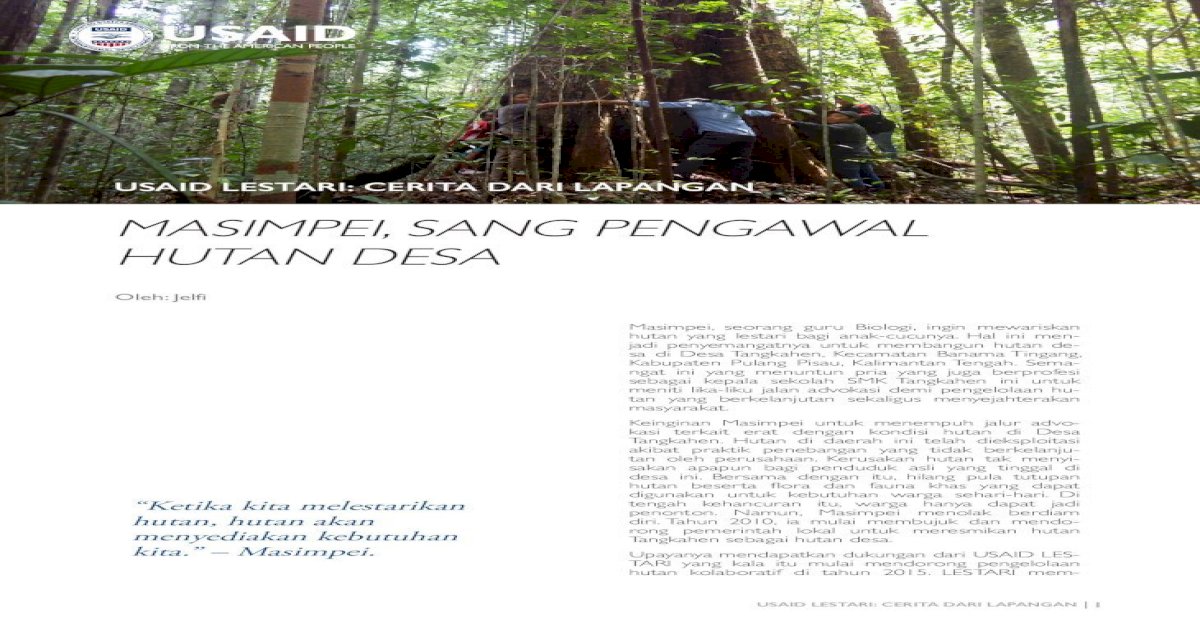 Proposal Pengelolaan Hutan Sebagai Tempat Wisata Cerita
