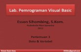 Lab. Pemrograman Visual Basic Lab. Pemrograman Visual Basic Pertemuan 3 Data & Variabel Esson Sihombing,